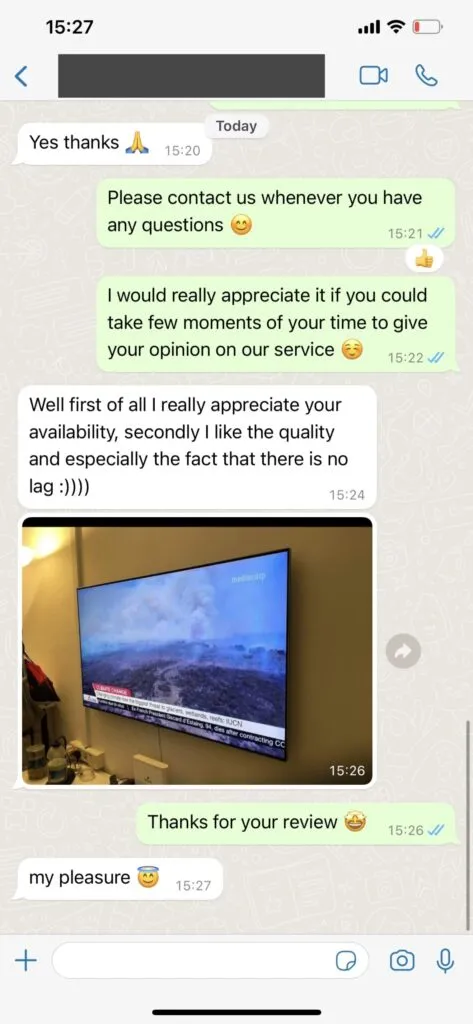 WhatsApp supportchatt och aktivering för nordic iptv king 2